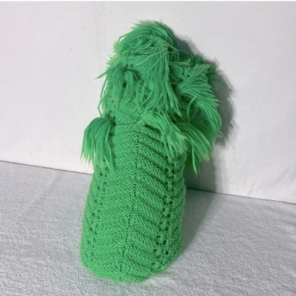 Vintage Handmade Crochet Green Afghan Throw Blanket